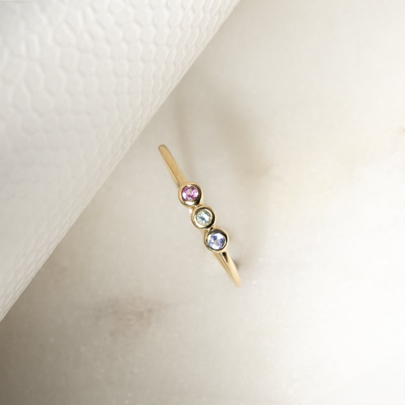 Goldener Ring mit Turmalin, Aquamarin and Tansanit Dania 134420