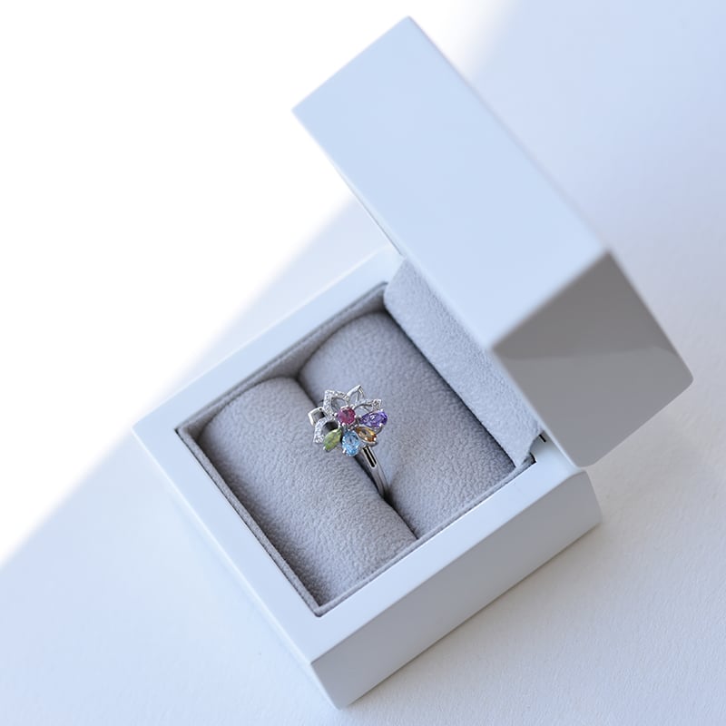 Ring im Weißgold mit Edelsteinen in Eppi-Geschenkbox 61410