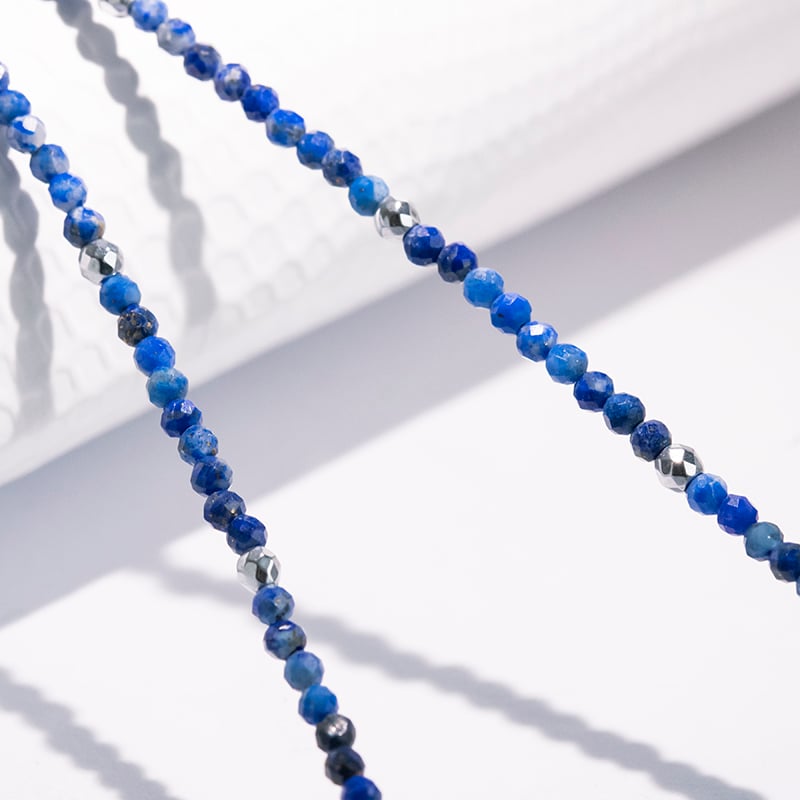 Vergoldete Kette aus Silber mit Lapislazuli-Perlen Lauryn 115661