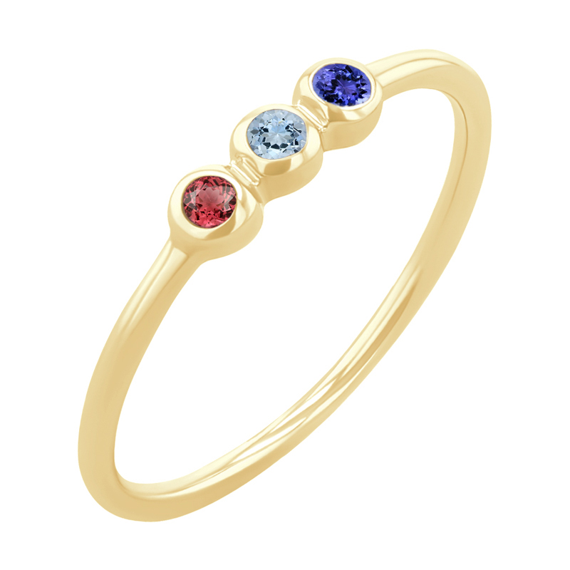 Goldener Ring mit Turmalin, Aquamarin and Tansanit Dania