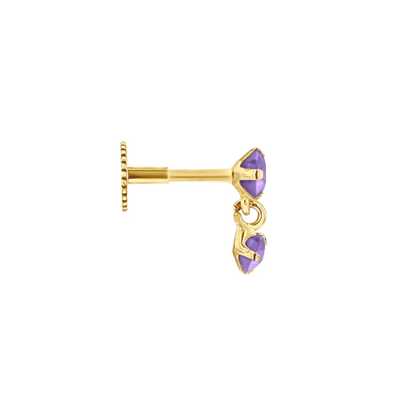 Goldener Piercingstecker mit Amethysten Dyre 148661