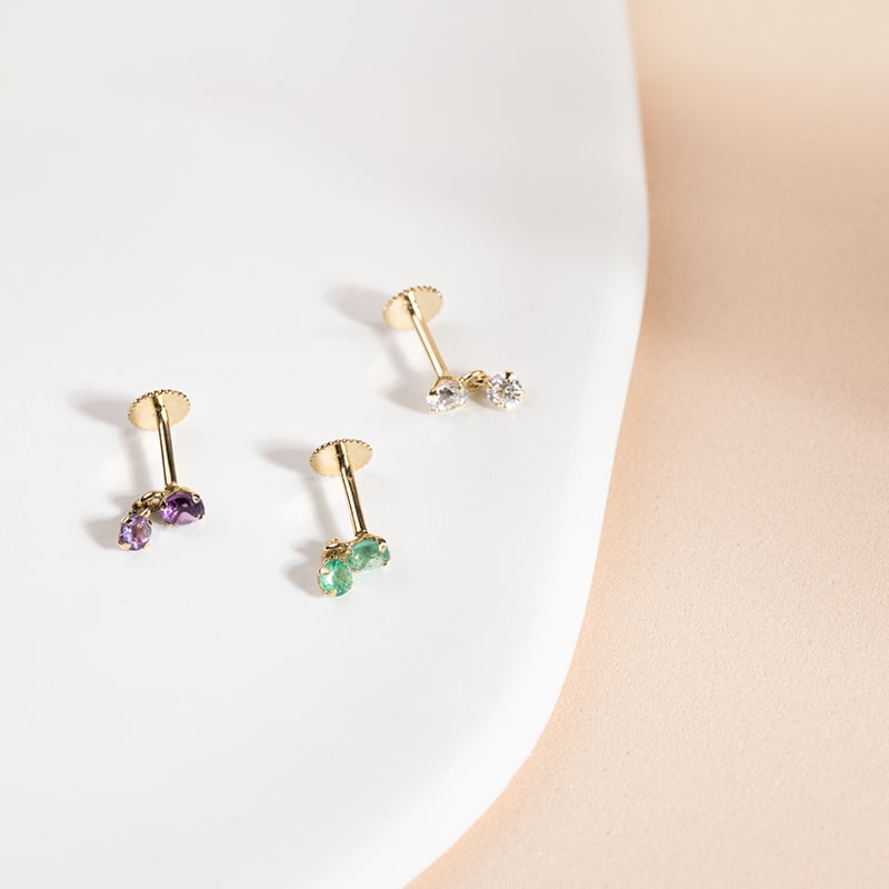 Goldener Piercingstecker mit Amethysten Dyre 149061