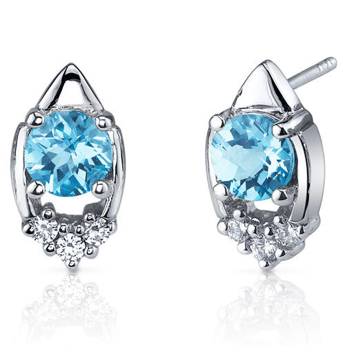 Silberne Ohrstecker mit Topas