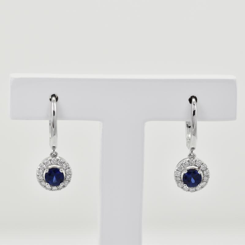 Goldene Ohrringe mit Saphiren und Diamanten Macy 28792