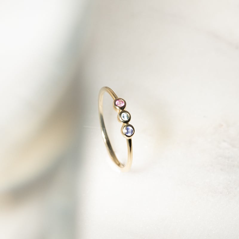 Goldener Ring mit Turmalin, Aquamarin and Tansanit Dania 134393