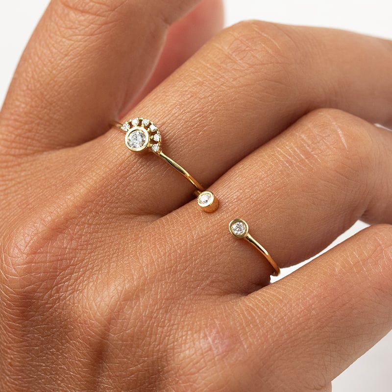 Silberring mit Lab Grown Diamanten im halben Halo Jorg 138954