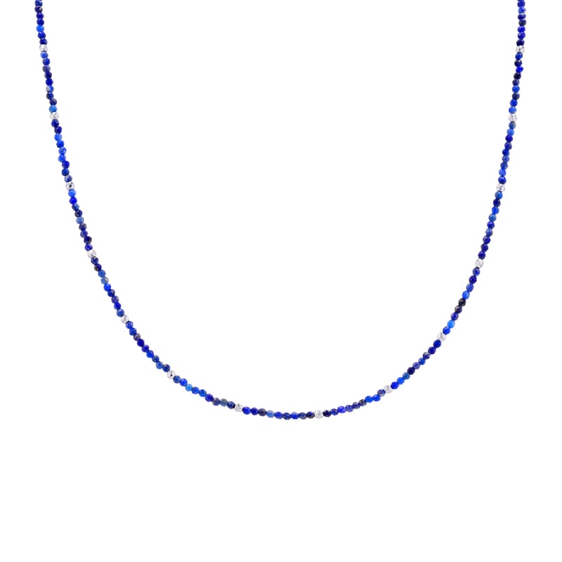 Vergoldete Kette aus Silber mit Lapislazuli-Perlen Lauryn
