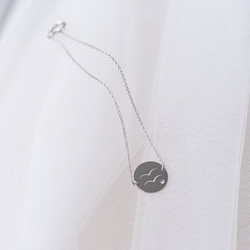 Armband mit Wassermann Gravur und Aquamarin 58186