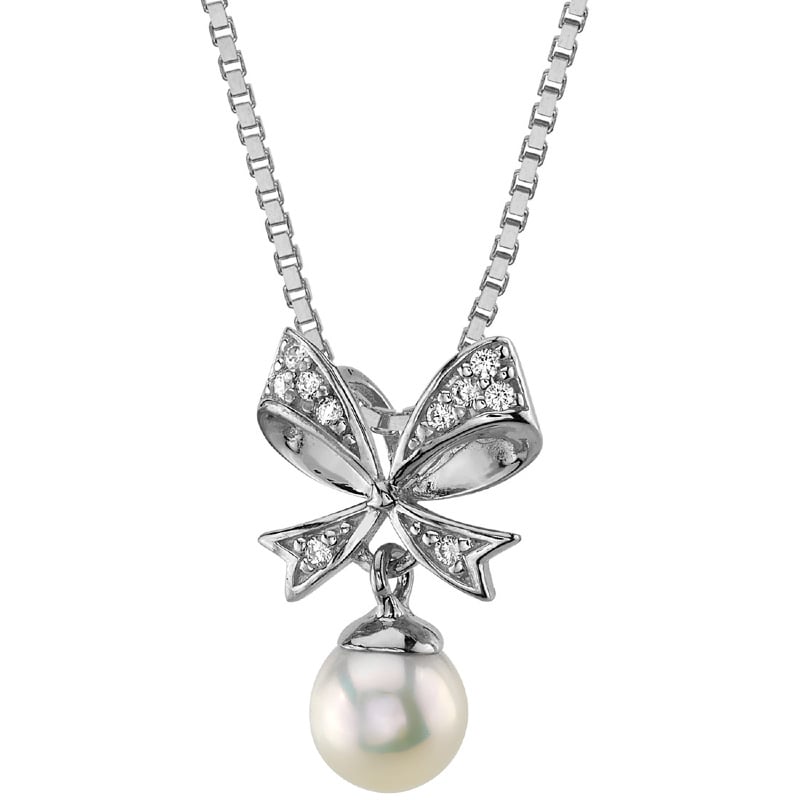 Perlenanhänger mit Schleife und Lab Grown Diamanten Mischa 151947