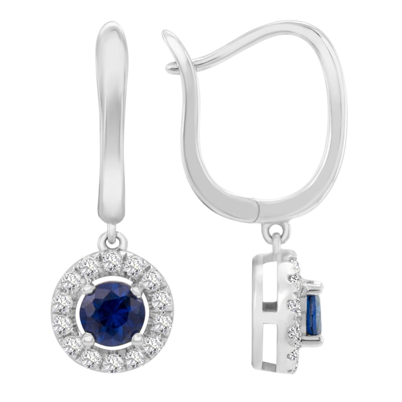 Goldene Ohrringe mit Saphiren und Diamanten Macy 28797