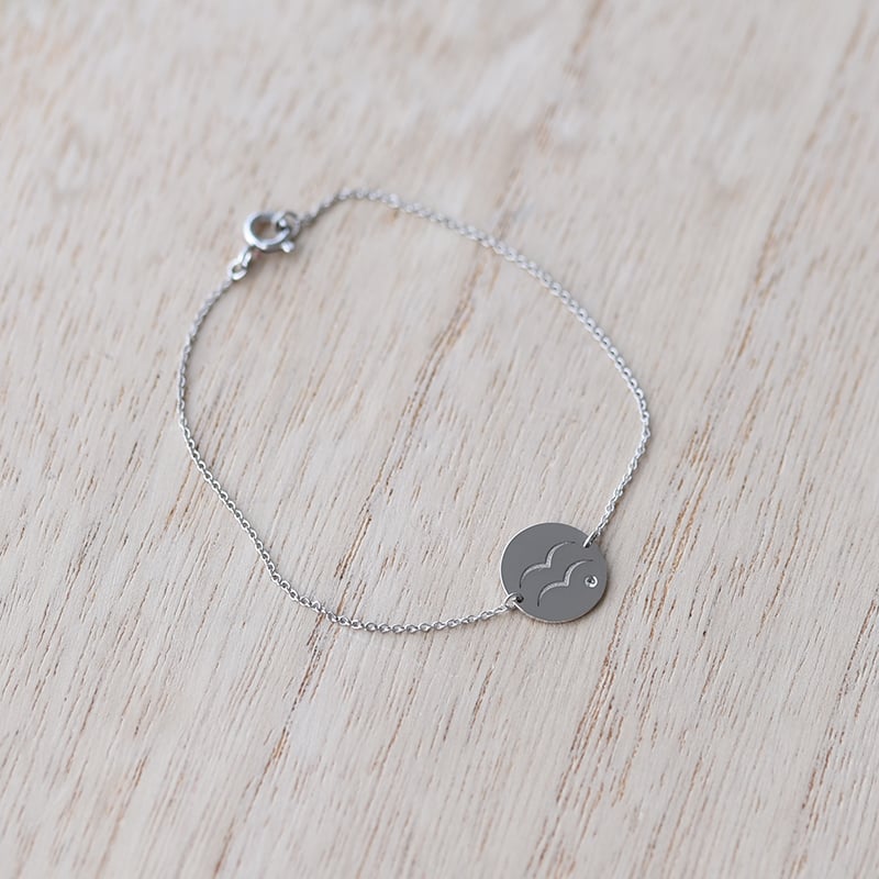 Armband mit Wassermann Sternzeichen und Aquamarin 58187