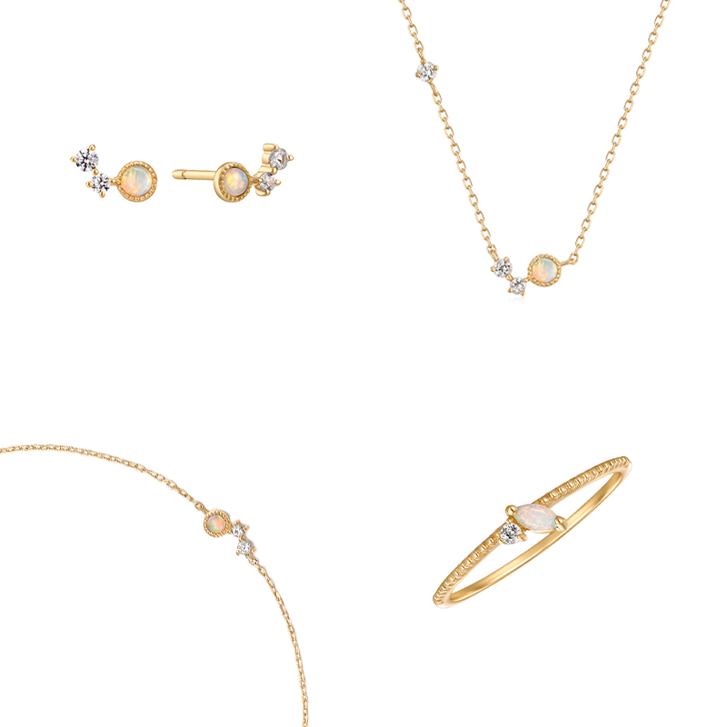 Goldenes Schmuckset mit Opalen Noela