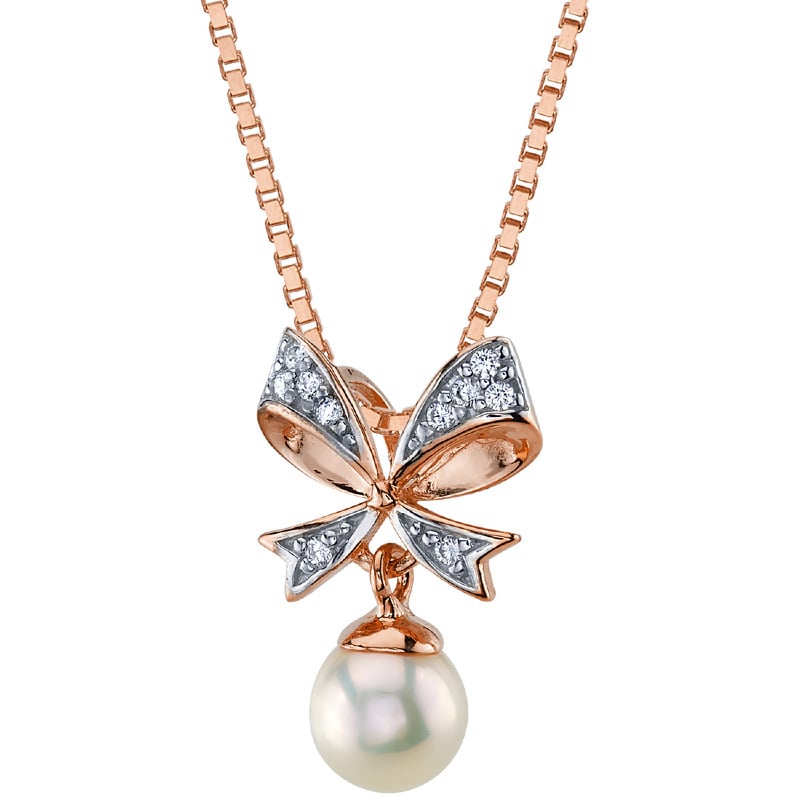 Perlenanhänger mit Schleife und Lab Grown Diamanten Mischa 151948