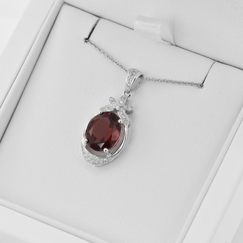 Weißgold Anhänger mit Granat in Eppi-Geschenkbox 32989