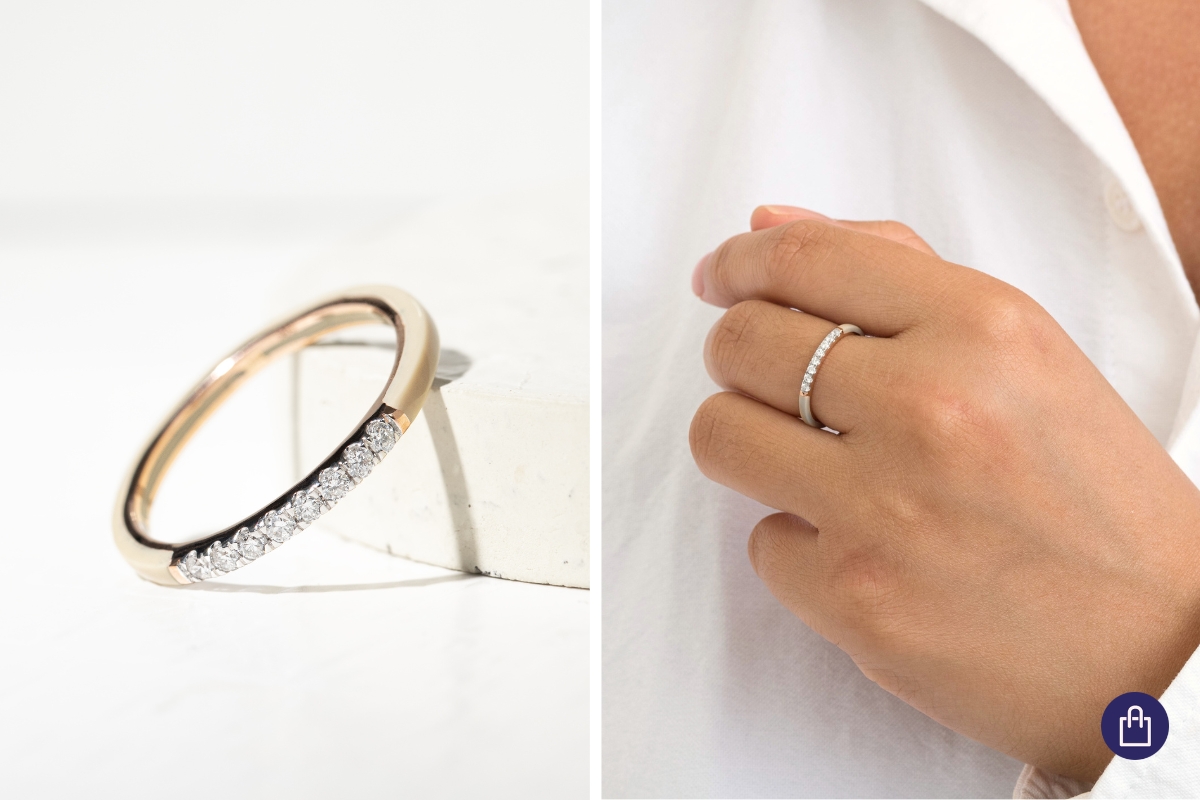 Béžový keramický prsten s diamanty