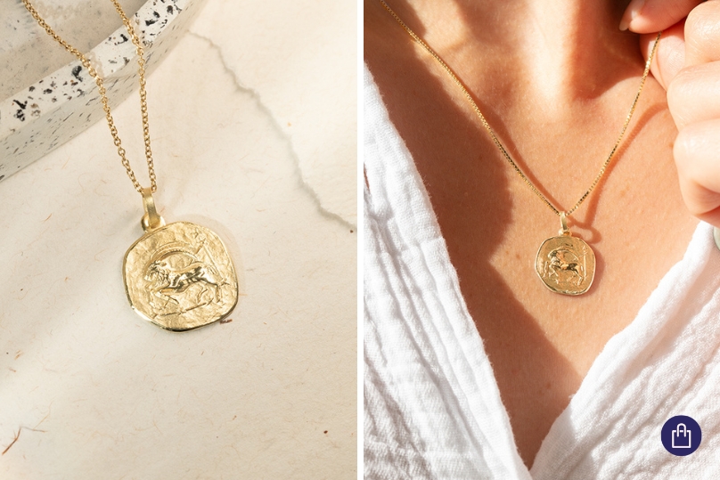 Goldanhänger mit Symbolen des Tierkreiszeichens Steinbock