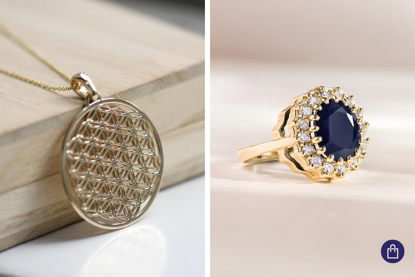 Auffällige Halskette und Ring