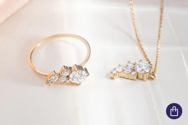 Cluster-Ringe mit Edelsteinen