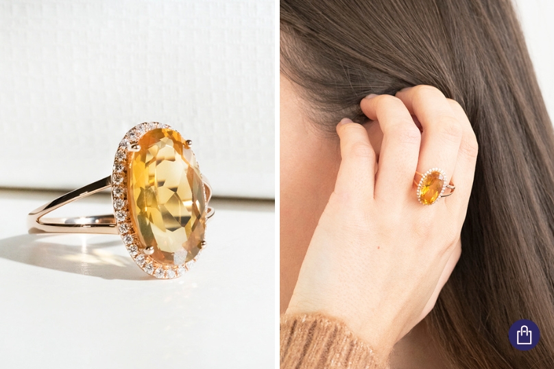 Goldring mit Fünf-Karat-Citrin und Diamanten Aiofe