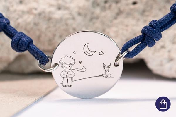 Silbernes String-Armband mit dem Kleinen Prinzen und dem Fuchs