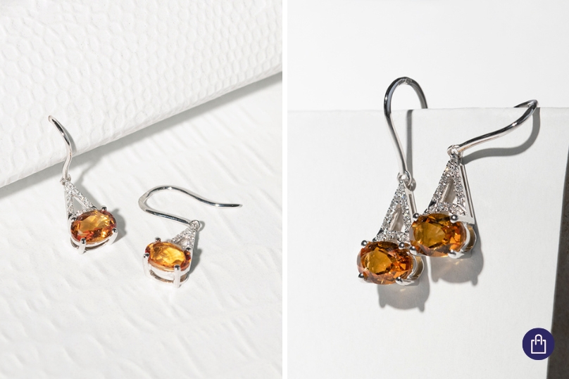 Goldene Ohrhänger mit Citrinen und Diamanten Jesper