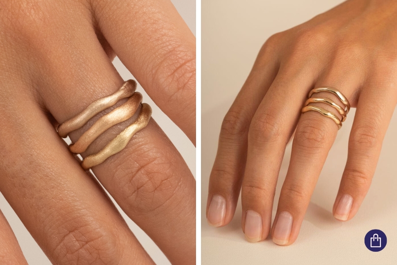 Vergleich von Haselnuss-, Rosé- und Gelbgold