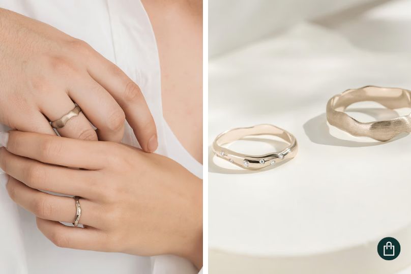 Eheringe aus Champagnergold mit Diamanten zum Hochzeitstag