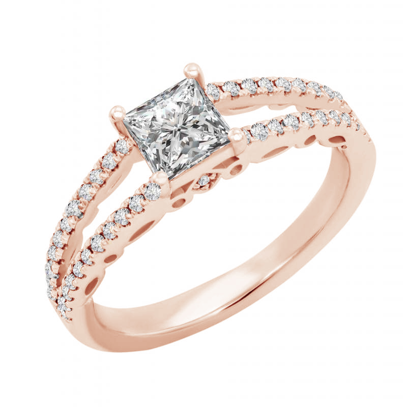 Verlobungsring mit Prinzess-Diamant und Seitendiamanten Fia 104500