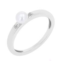Silberner Ring mit einer weißen Perle und Zirkonia Shayna