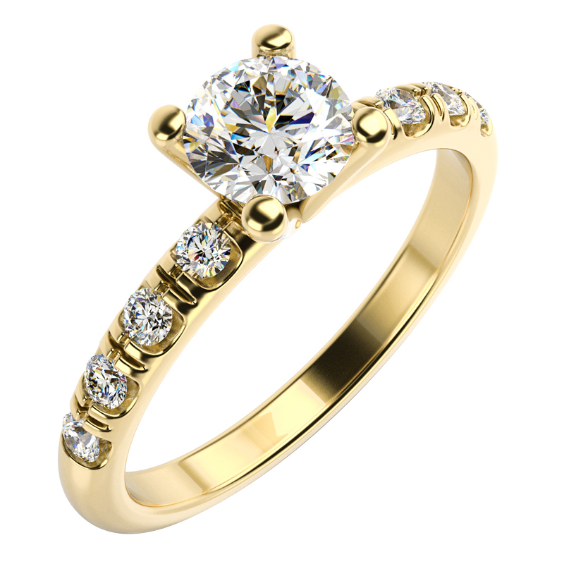 Solitär-Pave Diamant im Verlobungsring aus Gold Megha