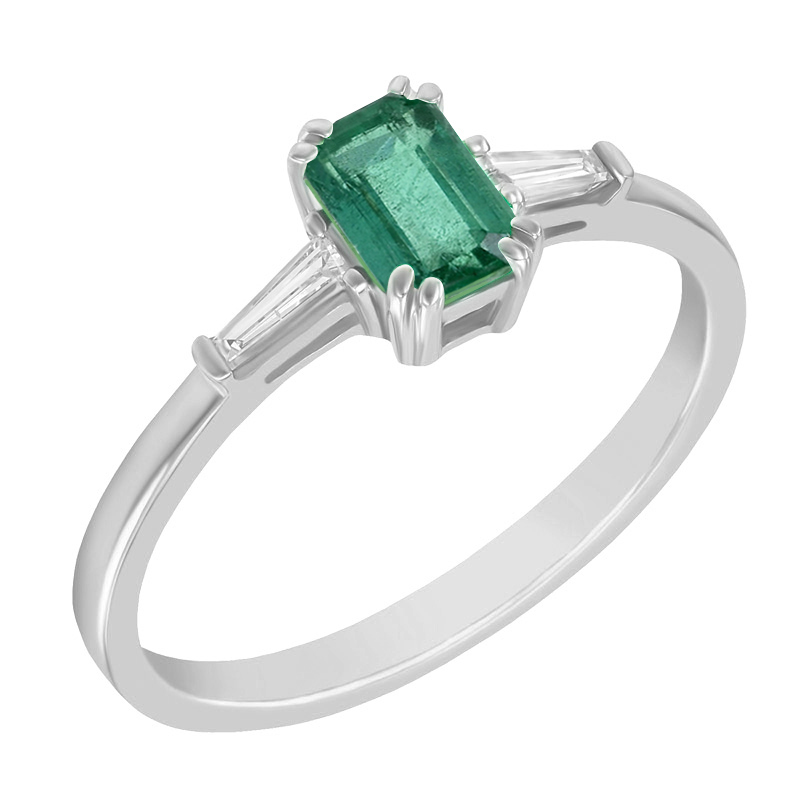 Eleganter Verlobungsring mit Smaragd und Baguette-Diamanten Gracie 12820