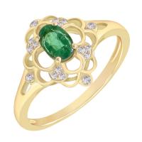 Ovaler Smaragd im Goldring mit Diamanten Kiep
