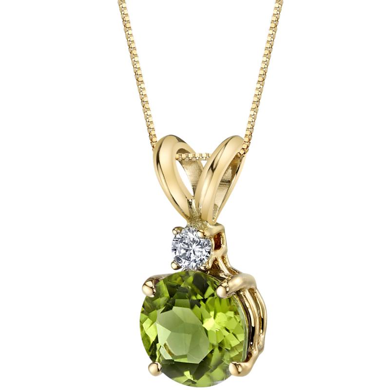 Goldene Halskette mit Olivin und Diamanten Emolyna 20230