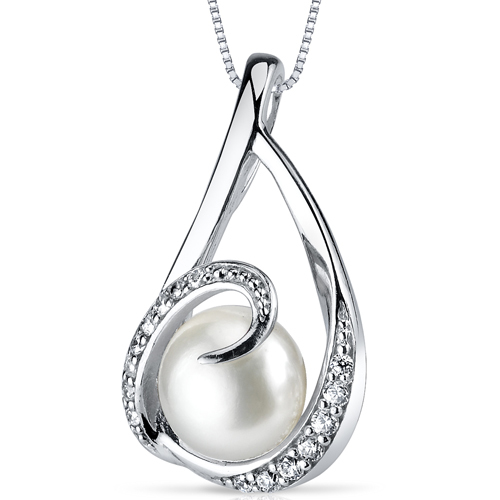 Silberne Halskette in Form einer Träne mit Perle Laodo
