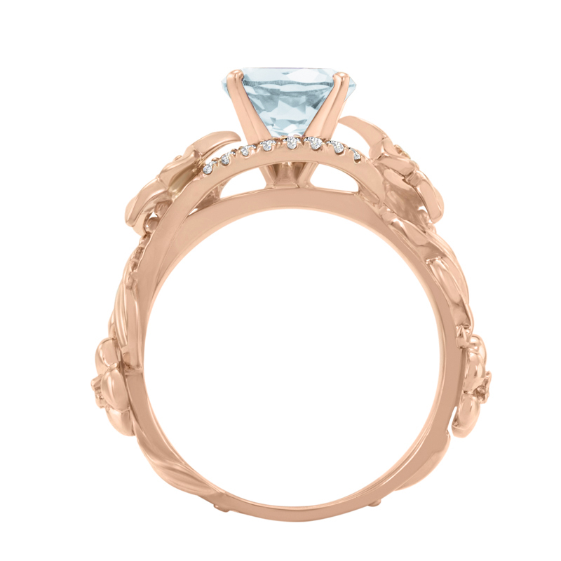 Goldener Ring mit Aquamarin-Blüte und Diamanten Lirija 28180