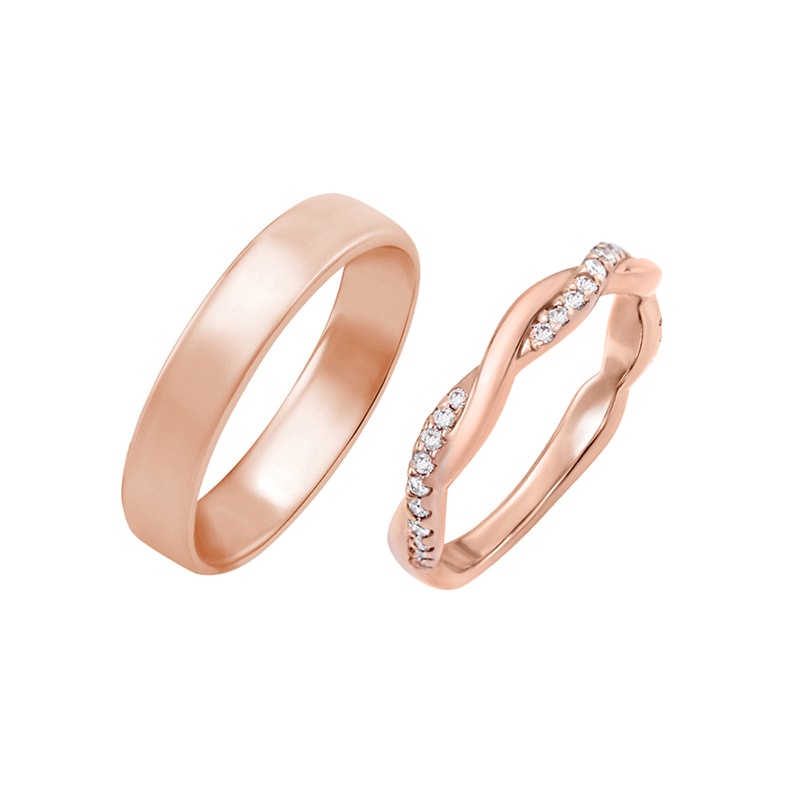 Einzigartiger Ehering mit Diamanten und klassischer Court Ring Lau 29630
