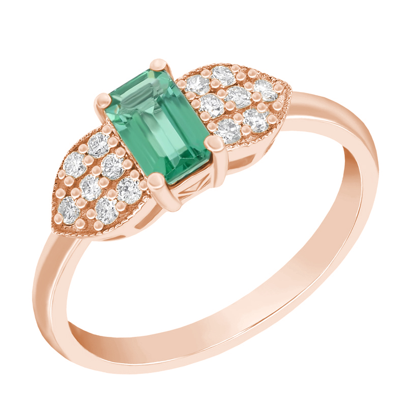 Ring aus Roségold mit Smaragd