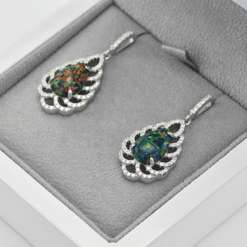 Silberne Ohrringe mit Opalen und Zirkonia Remey 44740