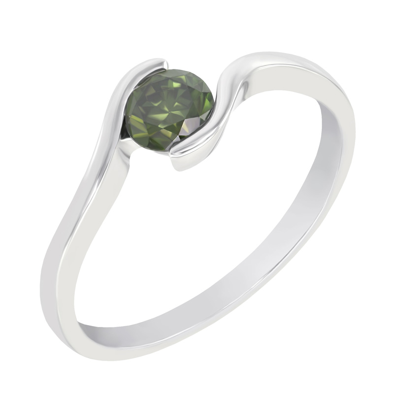 Verlobungsring aus Platin mit grünem Diamant Olwen