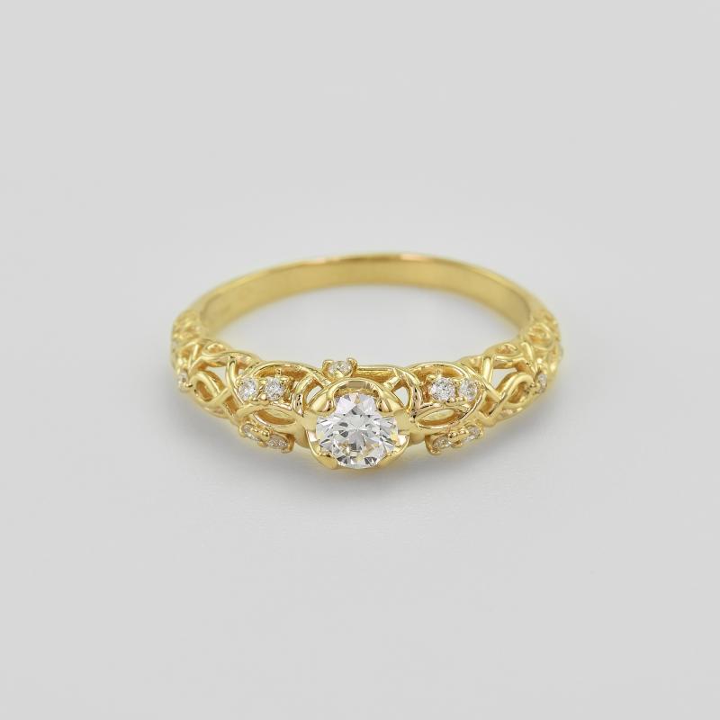 Vintage Verlobungsring in Gold mit Diamanten und Moissanit Leana 46650