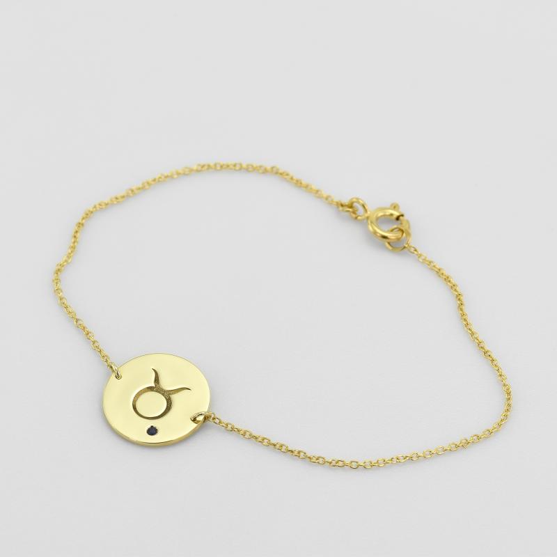 Sternzeichen Stier Armband aus Gelbgold mit Saphir 47050