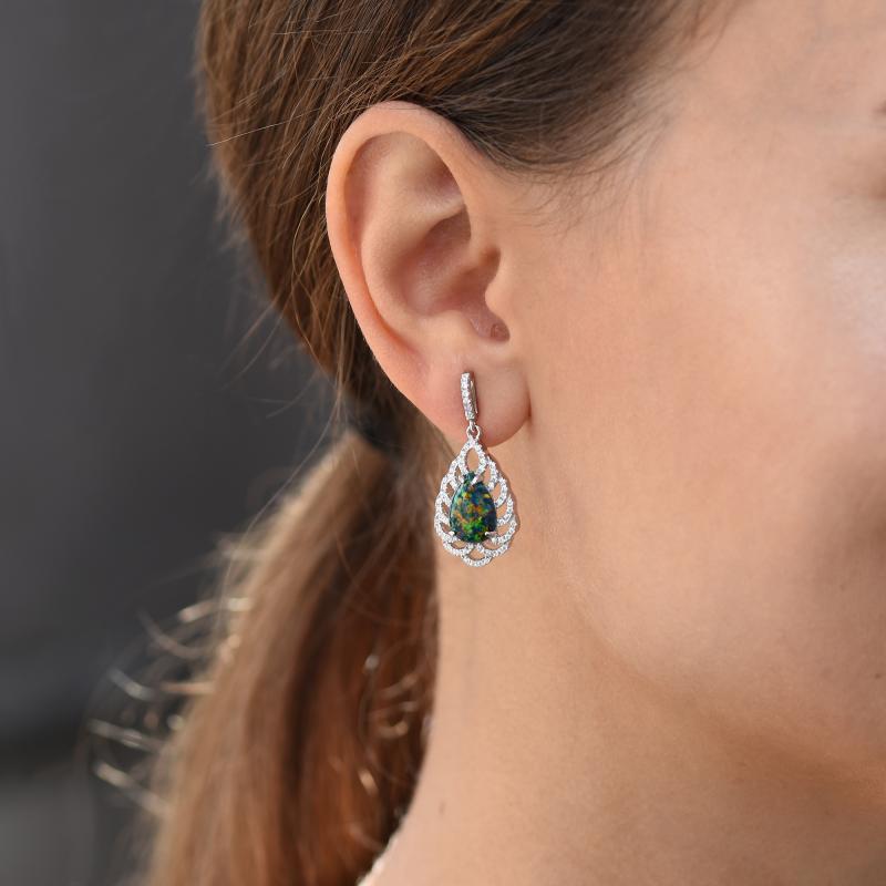 Silberne Ohrringe mit Opalen und Zirkonia Remey 47750