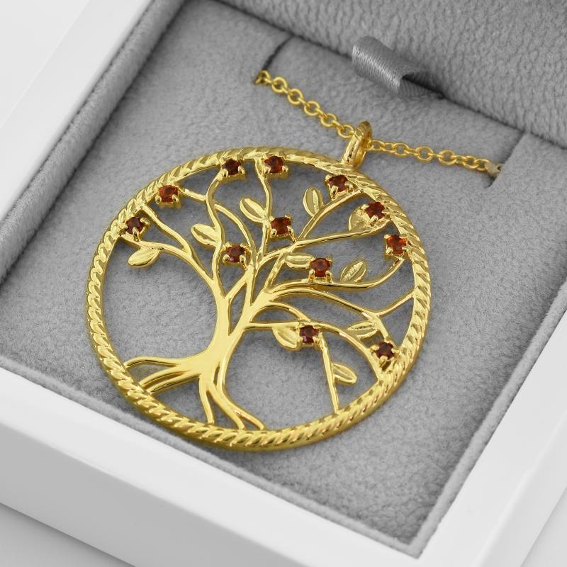 Silberne Citrin-Halskette in der Form des Baum des Lebens Jonesy 49460