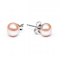 Silberne Ohrringe mit pfirsichfarbenen Perlen Bahia