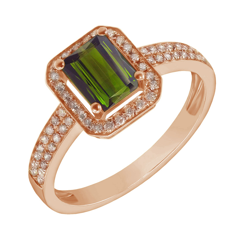 Turmalin Ring in Rosegold mit Diamanten 5070