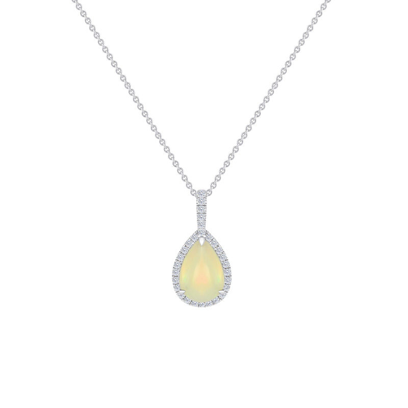 Luxuriöser Goldanhänger mit weißem Opal und Diamanten Gale