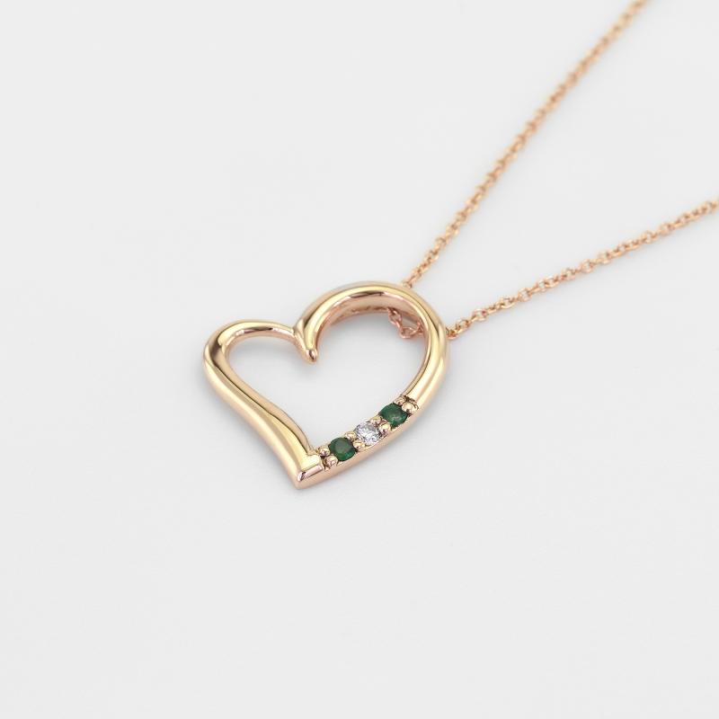 Halskette in Herz-Form aus Gold mit Smaragden und Diamant Tanish 52140