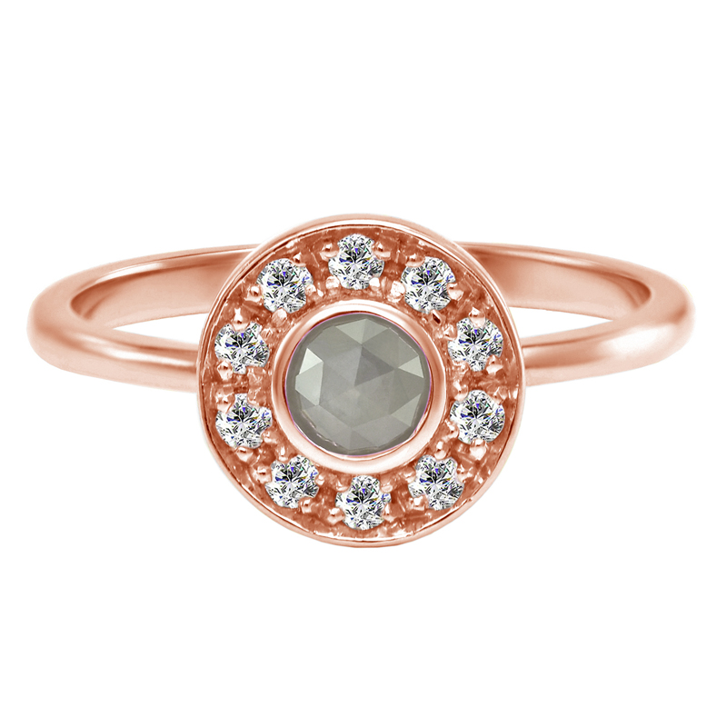 Goldener Halo-Ring mit Diamanten im Rosenschliff Estella 59310