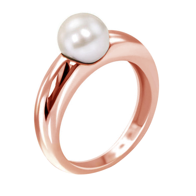 Rosegold Ring mit weißer Perle 59840