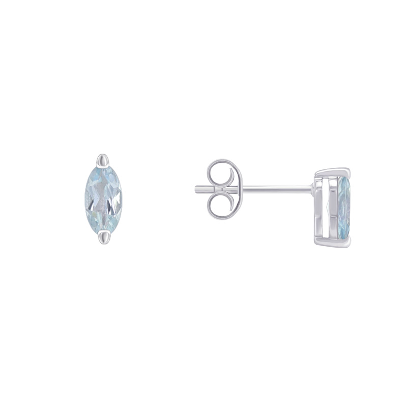 Minimalistische Ohrstecker aus Silber mit Aquamarin Roisin 60350